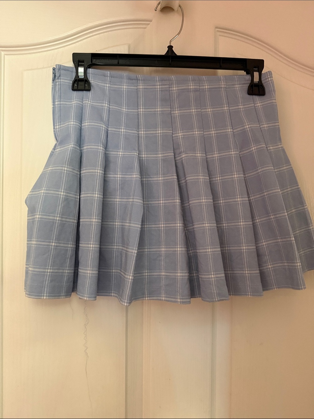 Altar'd State Light Blue Plaid Pleated Mini Skirt